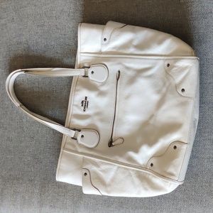 COACH Large Cream Leather Tote Bag